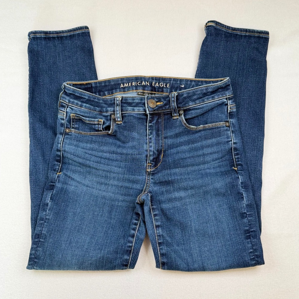 American Eagle Next Level Stretch Skinny Jeans Womens 6 Short Dark Wash Blue
